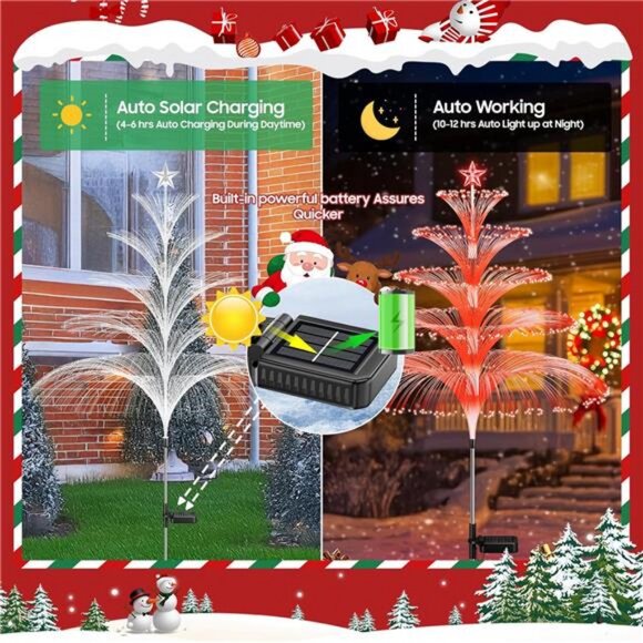 Solar Christmas Decorations Outdoor Jellyfish Lights: 4PCS 36" Tall Christmas - Picture 4 of 8